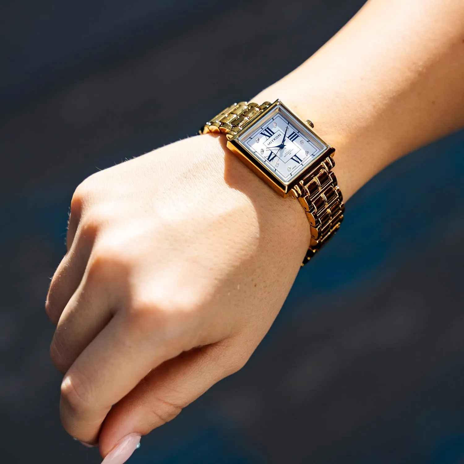 Crystals - Ion pliable edition Polished Women's Jewelry Bracelet, Scratch Resist Glass, Japanese Quartz, 100ft Water Resistant Miykon Silver and Gold Watches for Women - Small Square Dainty Womens Watch with Genuine 
