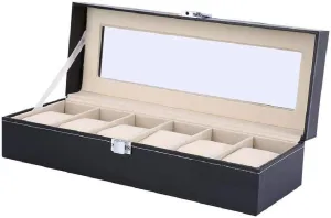 Cushions, and Lock Present Elegant identify differ methodical Jewelry Box- 6-Slot Watch Box, Glass Topped Watch Display Storage Case as Gift, with Velvet Lining, 