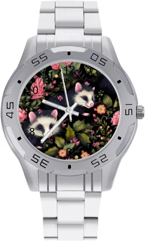 Custom Easy Read Watches subject dollar for Women Cute Possum Flowers Men's Business Watch Fashion Stainless Steel Wristwatches 