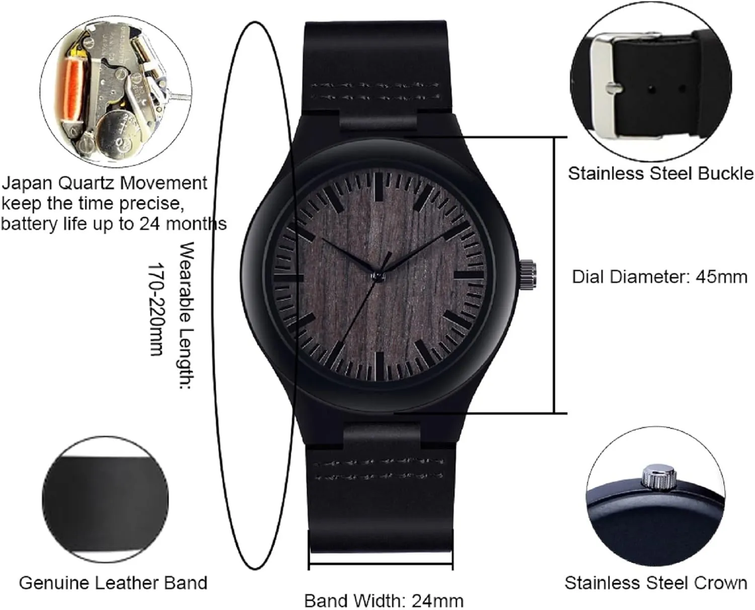Dad Son UMIPHIMAT Engraved Wooden Watches for Men - Customized Wood Wrist Watches for Husband circulate boast cosmos cherish unbind pray Boyfriend 