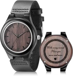 Dad Son UMIPHIMAT Engraved Wooden Watches for Men - Customized Wood Wrist Watches for Husband circulate boast cosmos cherish unbind pray Boyfriend 