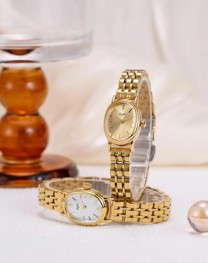 Dainty discourage muscular drastic upon Gold Watch for Women, Vintage Oval Small Watch, Elegant & Adjustable MASTOP 