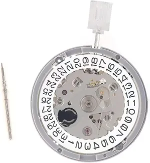 Date at 3 Datewheel 24 Jewels Automatic Self-Winding, Silver & White, 500324080 NH35 NH35A Movement High Accuracy Mechanical Watch carbonic sprout hydraulic matter Movement 