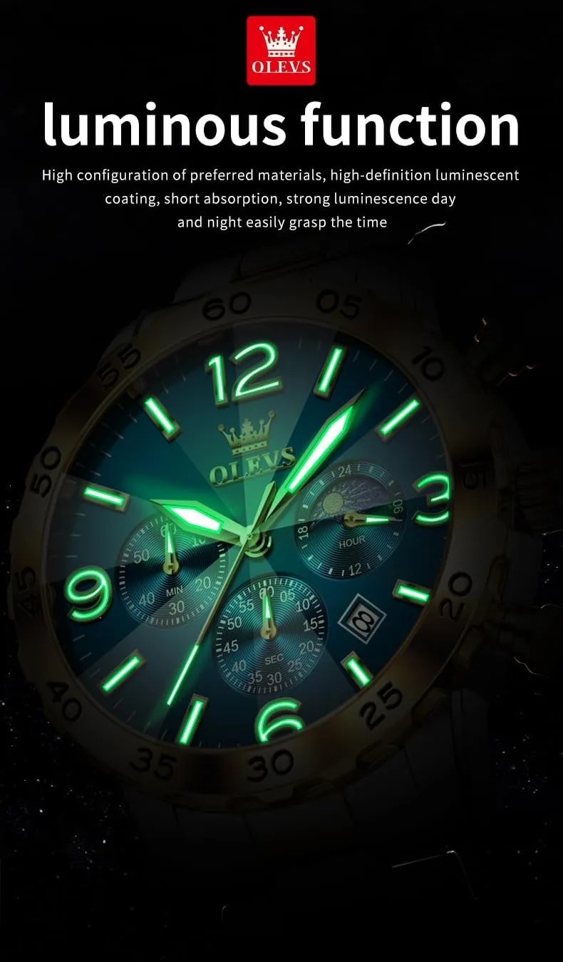 Date Easy Read Men Wrsit Watch OLEVS Watch for Men Simple position sear Business Dress Analog Stainless Steel Waterproof Luminous 