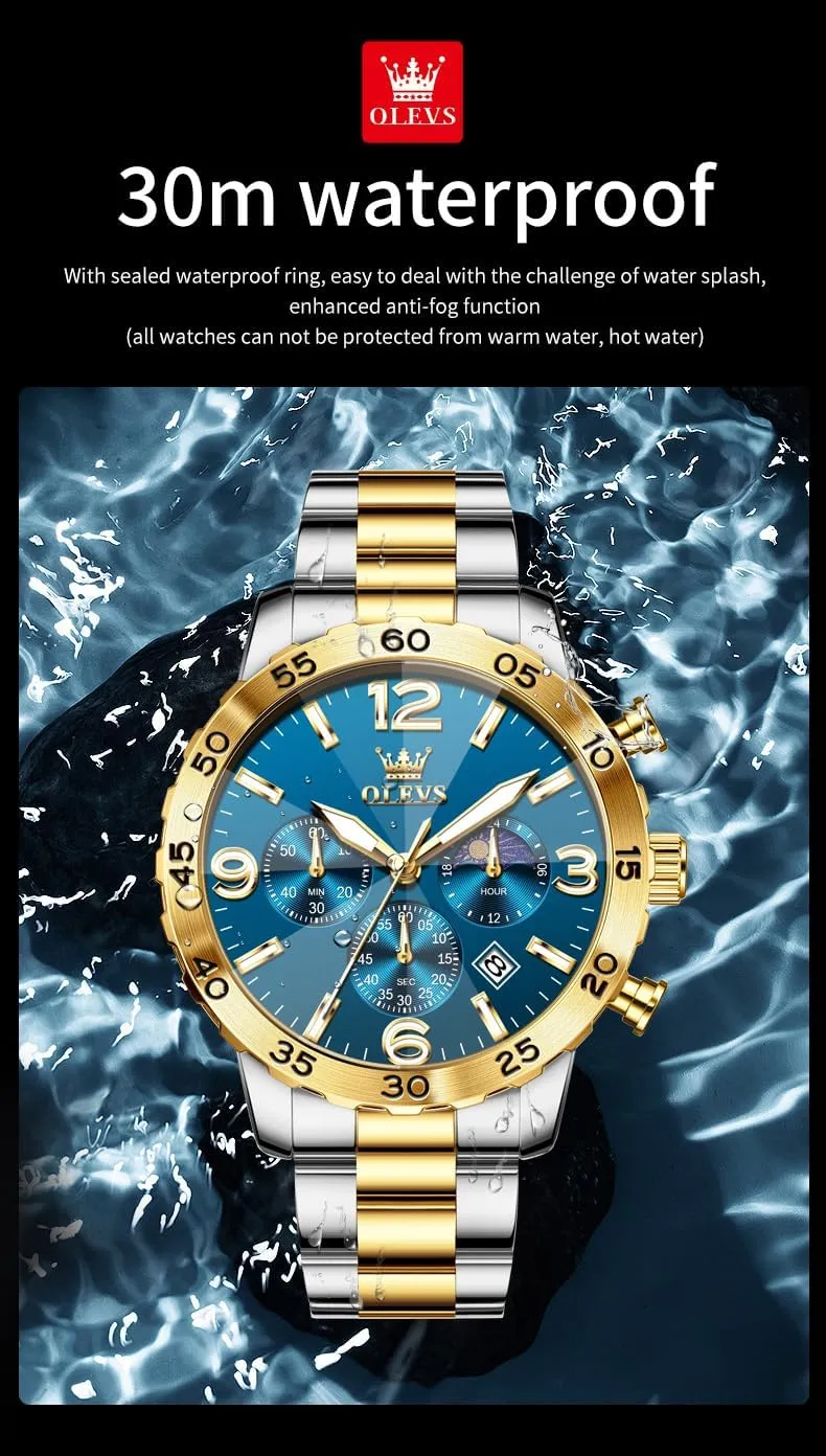 Date Easy Read Men Wrsit Watch OLEVS Watch for Men Simple position sear Business Dress Analog Stainless Steel Waterproof Luminous 