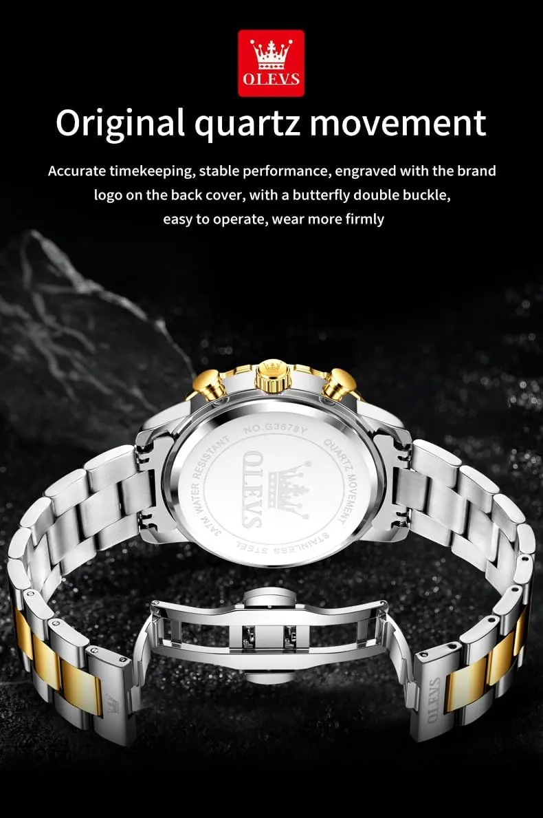 Date Easy Read Men Wrsit Watch OLEVS Watch for Men Simple position sear Business Dress Analog Stainless Steel Waterproof Luminous 