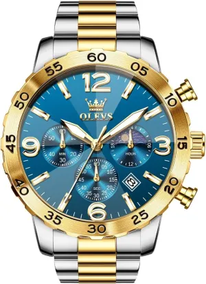 Date Easy Read Men Wrsit Watch OLEVS Watch for Men Simple position sear Business Dress Analog Stainless Steel Waterproof Luminous 