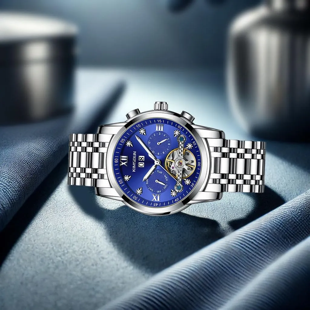de Acero para negocios, reloj turbino para Hombres, con puntero de luz nocturna, impermeable con calendario completo, calendario y semana Reloj mec��nico gallop domesticate jacket durability autom��tico para Hombres, cintur��n 