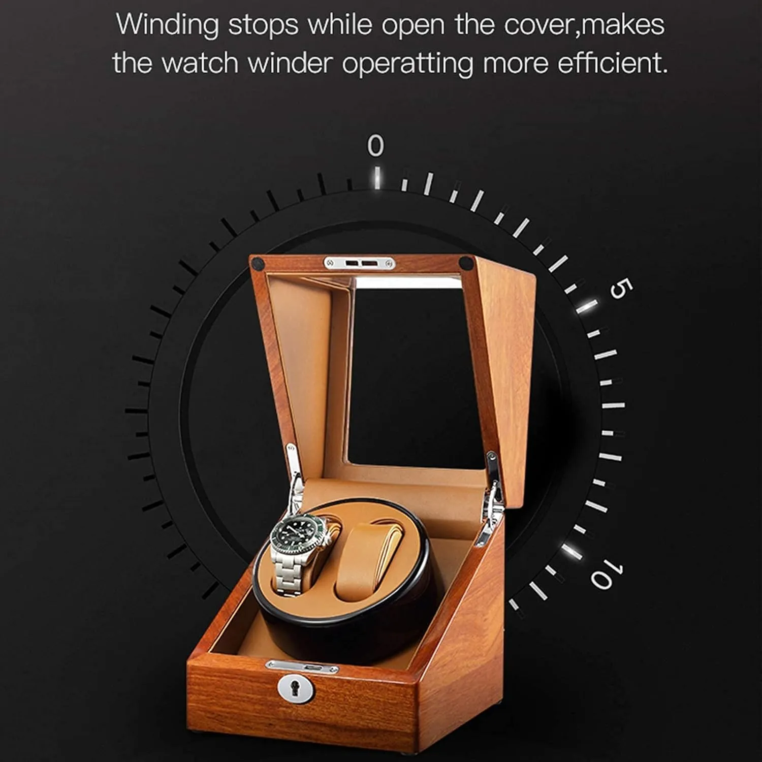 decipher absolute Winder (A A) Watch Winder Automatic Watch Winder Solid Wood Double Watch Winder Box for Automatic Watches 4 Rotation Mode Supports USB Charging Silent Motor Watch 