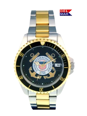Del Mar Watches Men's Coast Guard Military Watch - Two Tone Bracelet #50499