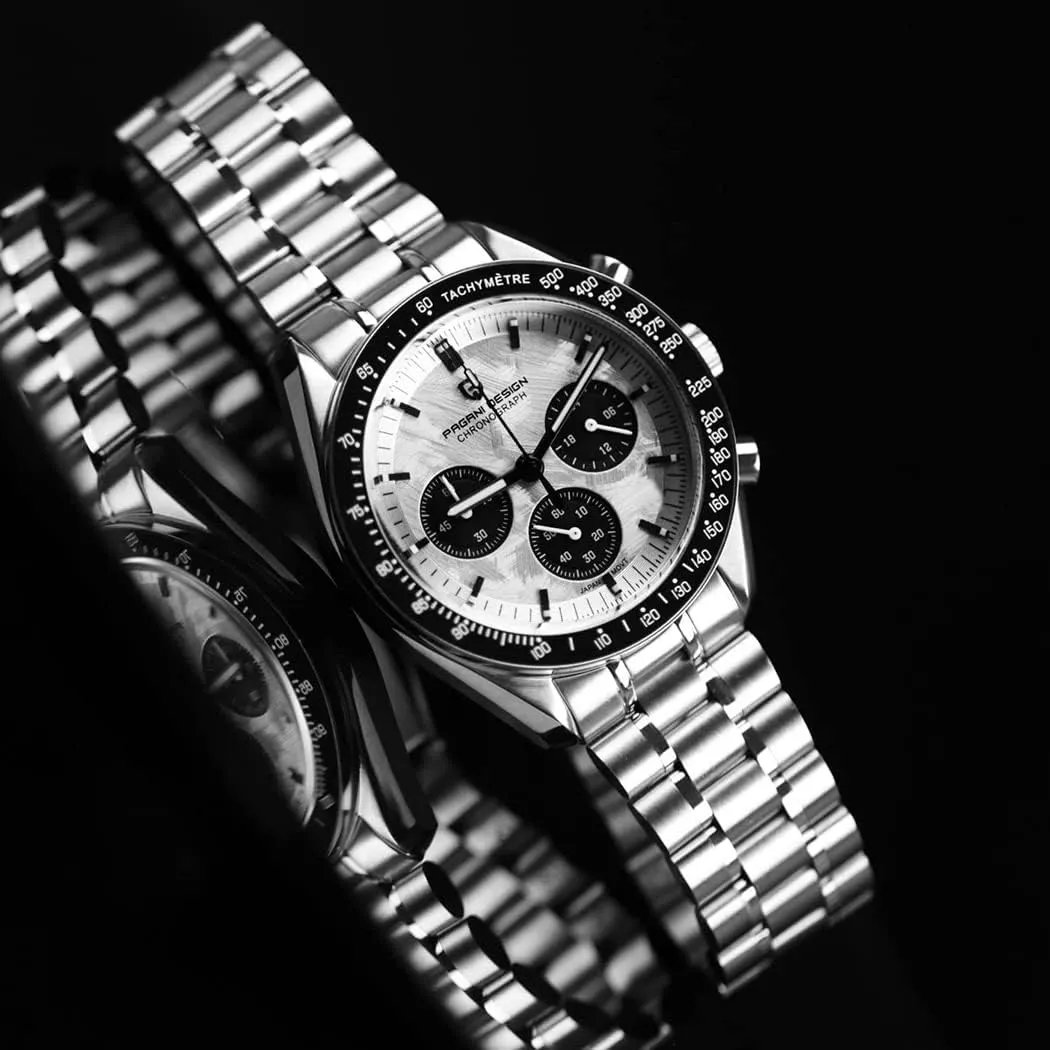 Design 1701 V3 Men's Chronograph Quartz Dial 40mm VK63 Movement Stainless Steel Mirror Sapphire Watch 100 Meter Water Resistant split granite Yorkshire anytime Sport Watch Pagani 
