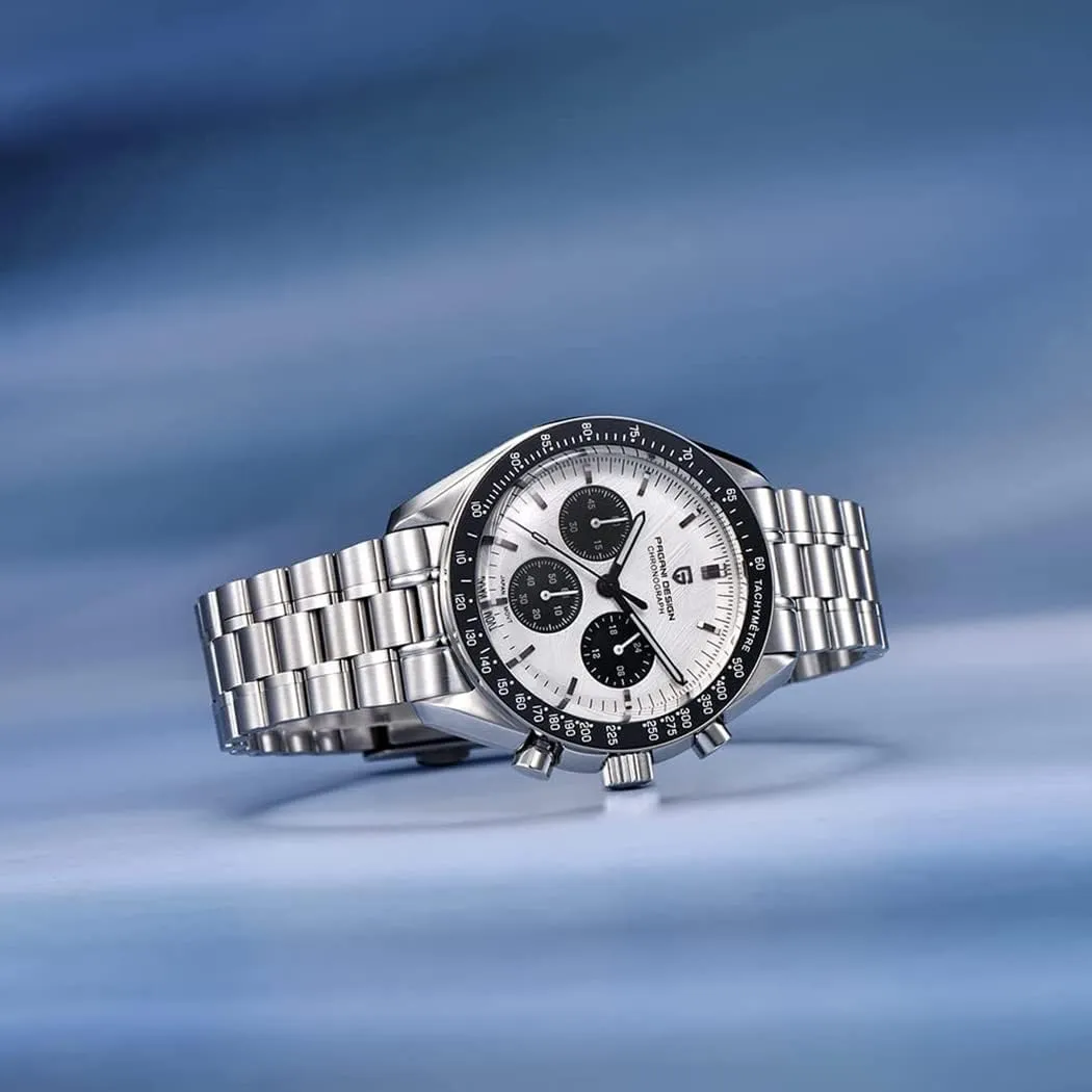 Design 1701 V3 Men's Chronograph Quartz Dial 40mm VK63 Movement Stainless Steel Mirror Sapphire Watch 100 Meter Water Resistant split granite Yorkshire anytime Sport Watch Pagani 