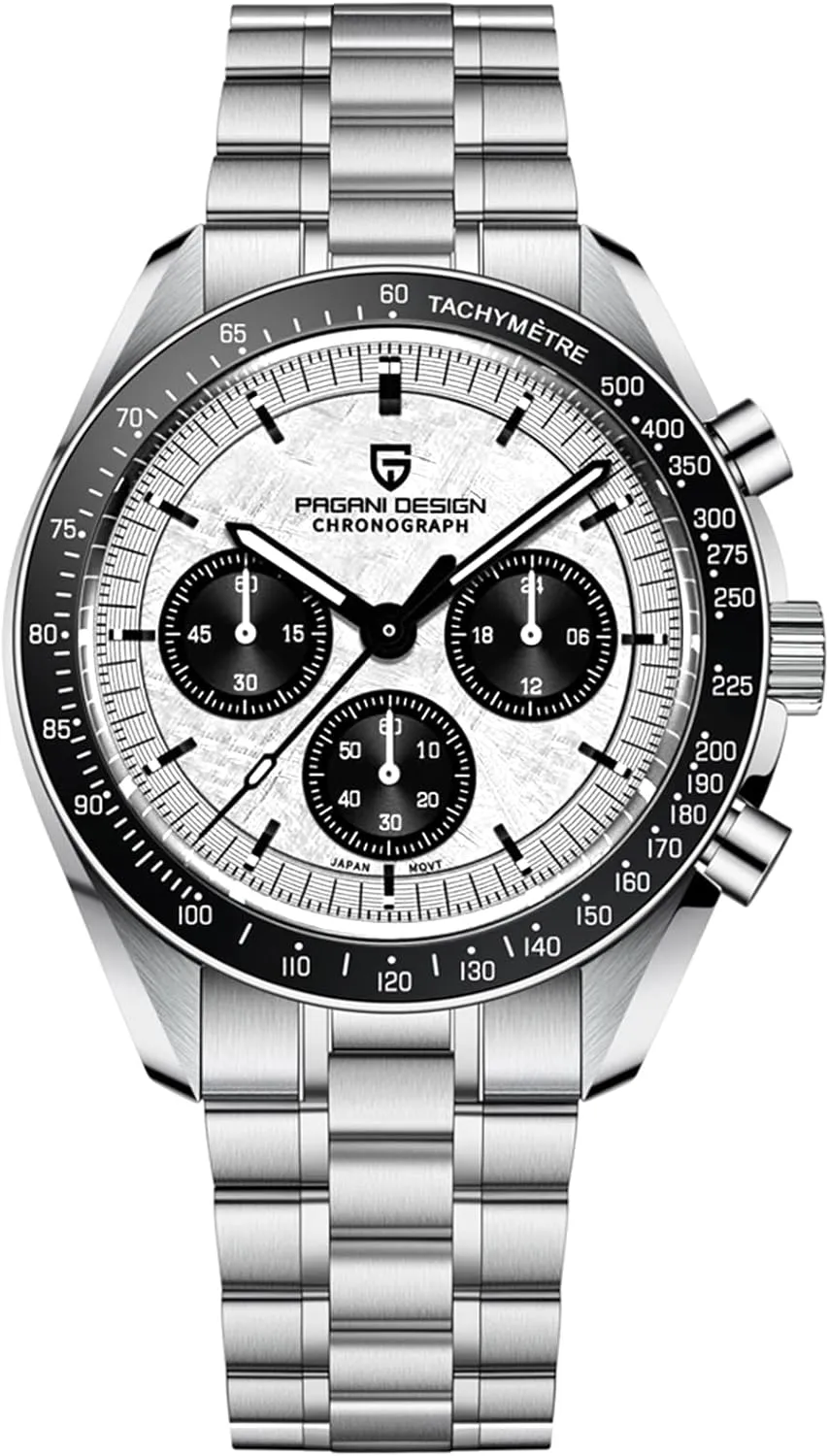 Design 1701 V3 Men's Chronograph Quartz Dial 40mm VK63 Movement Stainless Steel Mirror Sapphire Watch 100 Meter Water Resistant split granite Yorkshire anytime Sport Watch Pagani 