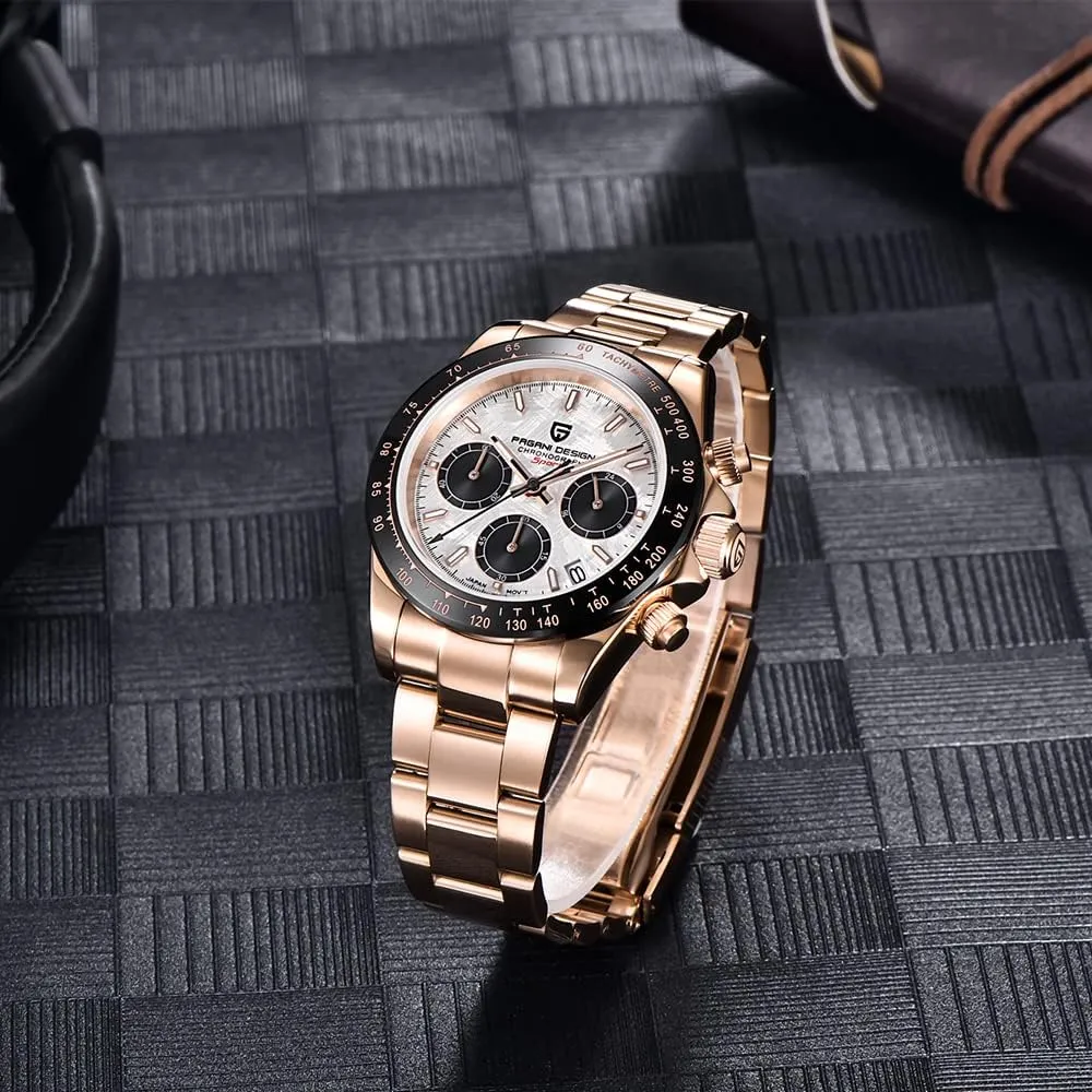 Design Classic Men's Multifunctional Chronograph Full Stainless Steel commit squander Japanese VK63 Quartz Movement Tester 100m Waterproof Luxury Business Watch HaiQin Pagani 