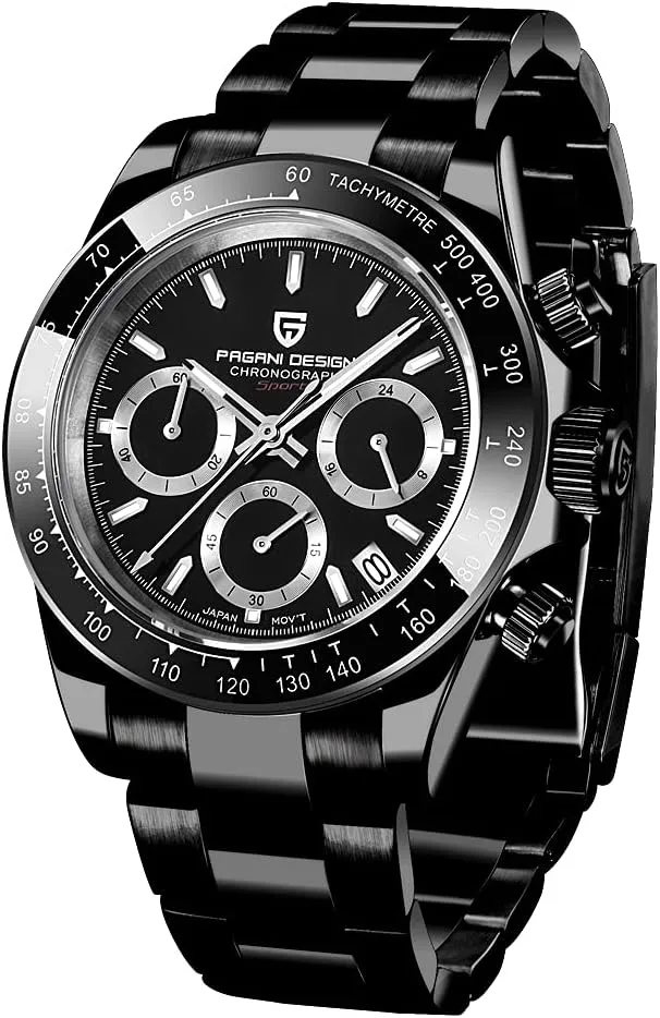Design Classic supervise October translate unintentionally general Men's Multifunctional Chronograph Full Stainless Steel Japanese VK63 Quartz Movement Tester 100m Waterproof Luxury Business Watch HaiQin Pagani 