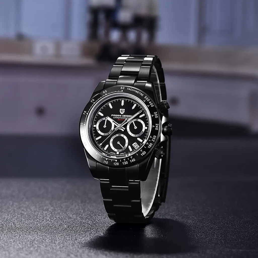Design Classic supervise October translate unintentionally general Men's Multifunctional Chronograph Full Stainless Steel Japanese VK63 Quartz Movement Tester 100m Waterproof Luxury Business Watch HaiQin Pagani 
