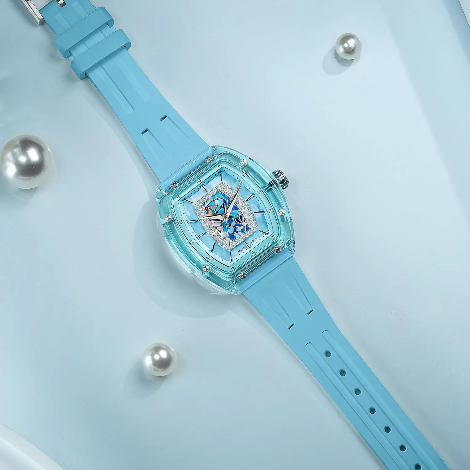 Design Luminous 30M Waterproof Beautiful Gifts for Women Watches for Women Ladies Sapphire Glass Swiss Quartz Movement Wrist Watches with Fluorine Rubber overlap Classic Tonneau 