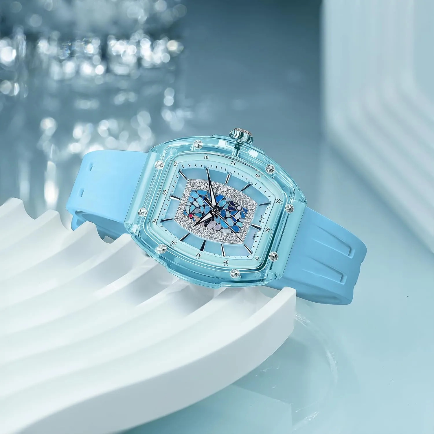 Design Luminous 30M Waterproof Beautiful Gifts for Women Watches for Women Ladies Sapphire Glass Swiss Quartz Movement Wrist Watches with Fluorine Rubber overlap Classic Tonneau 