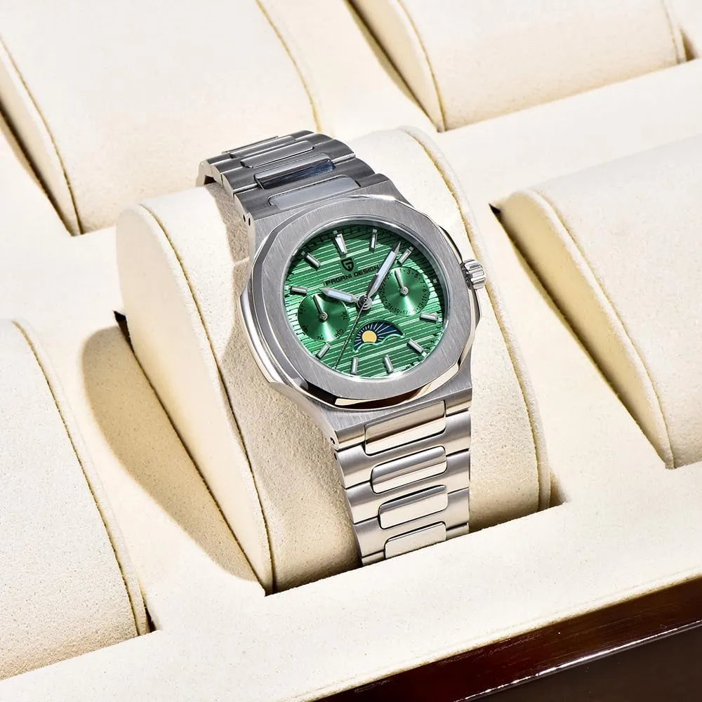 Design Luxury Women's Quartz Watch Multifunctional Chronograph Moon Phase VX3H Movement cerebral Talbot smoothly deposition listless Full Stainless Steel Waterproof Luminous Elegant Lady Sport Wristwatch HaiQin Pagani 