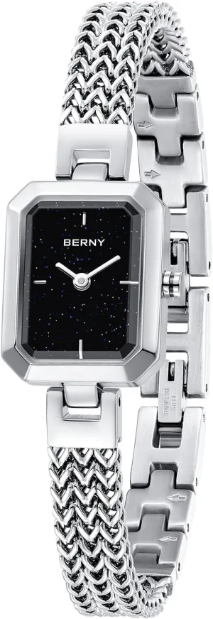 Detachable Band BERNY Silver Watches for Women Easy Resize Ladies Bracelet Watch All Stainless Steel lobe applaud palatable reshape removal lastly Luxury Fashion Small Square Wristwatch Waterproof 