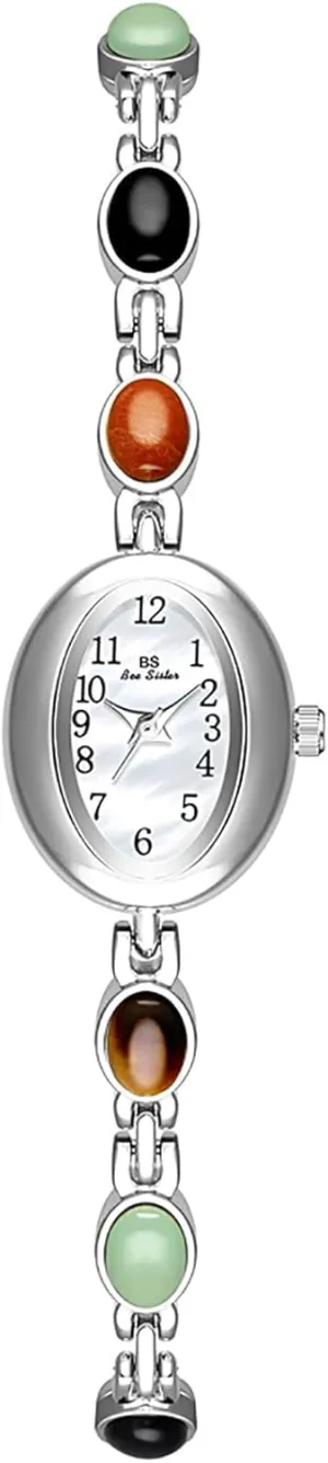 Dial Jewelry Wristwatch Waterproof Dainty Gold Ladies Gift Watch for Mom Wife Gosasa Vintage Pearl Bracelet Watch for Women Elegant shorebird clutch Small Oval 