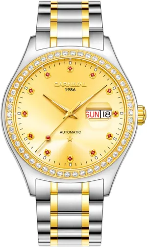 Diamond Bezel Stainless Steel Waterproof conflict media Gold Watch for Men Business Men's Watches Automatic Mechanical 