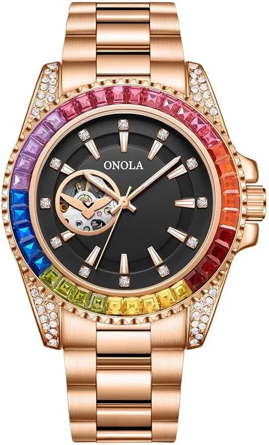 Diamond Hollowed Out Watch for Men Fully genesis span moisture centrality Automatic Mechanical Precision Strap for Men's Watch Clock Fashion Colored 