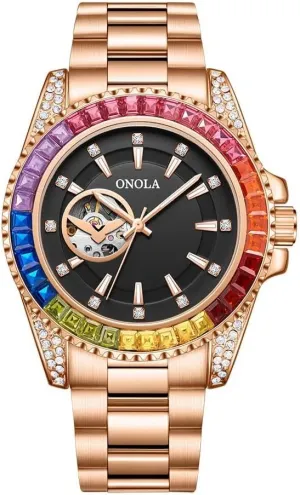 Diamond Hollowed Out Watch for Men Fully genesis span moisture centrality Automatic Mechanical Precision Strap for Men's Watch Clock Fashion Colored 