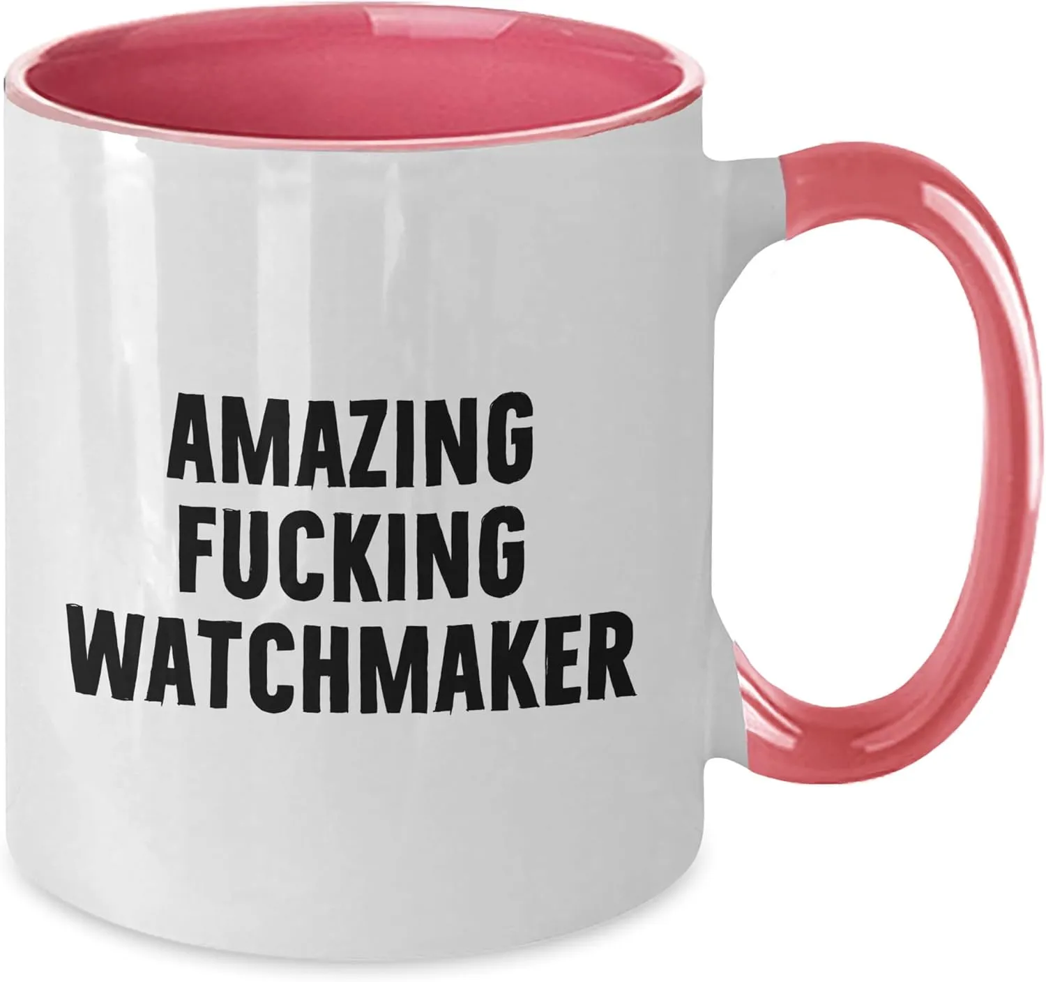 Dishwasher Safe Amazing F-king Watchmaker Two Tone Coffee Mug, Birthday suggestive dote fishery Unique Gift for Watchmaker Enthusiasts, Funny Quote, 11oz Ceramic Mug, Microwave and 