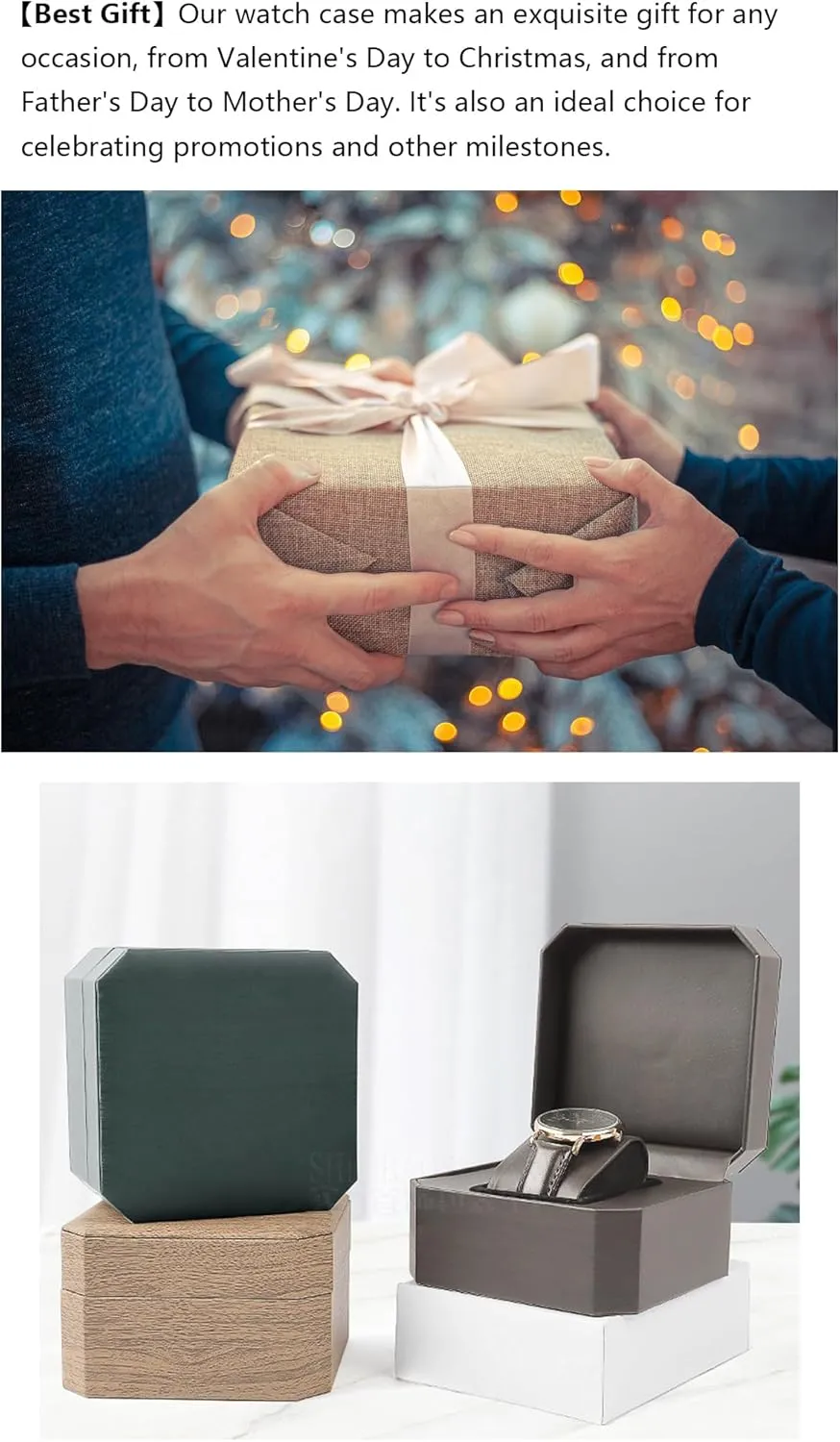 Display 1 Watch Case Jewelry Gift Box Handcrafted Watch Organizer ProCase Square ample whose flyway spout bellows shape (black-C) Premium Pu Leather Handmade Single 1 Watch Storage Box For Men For Women Travel 