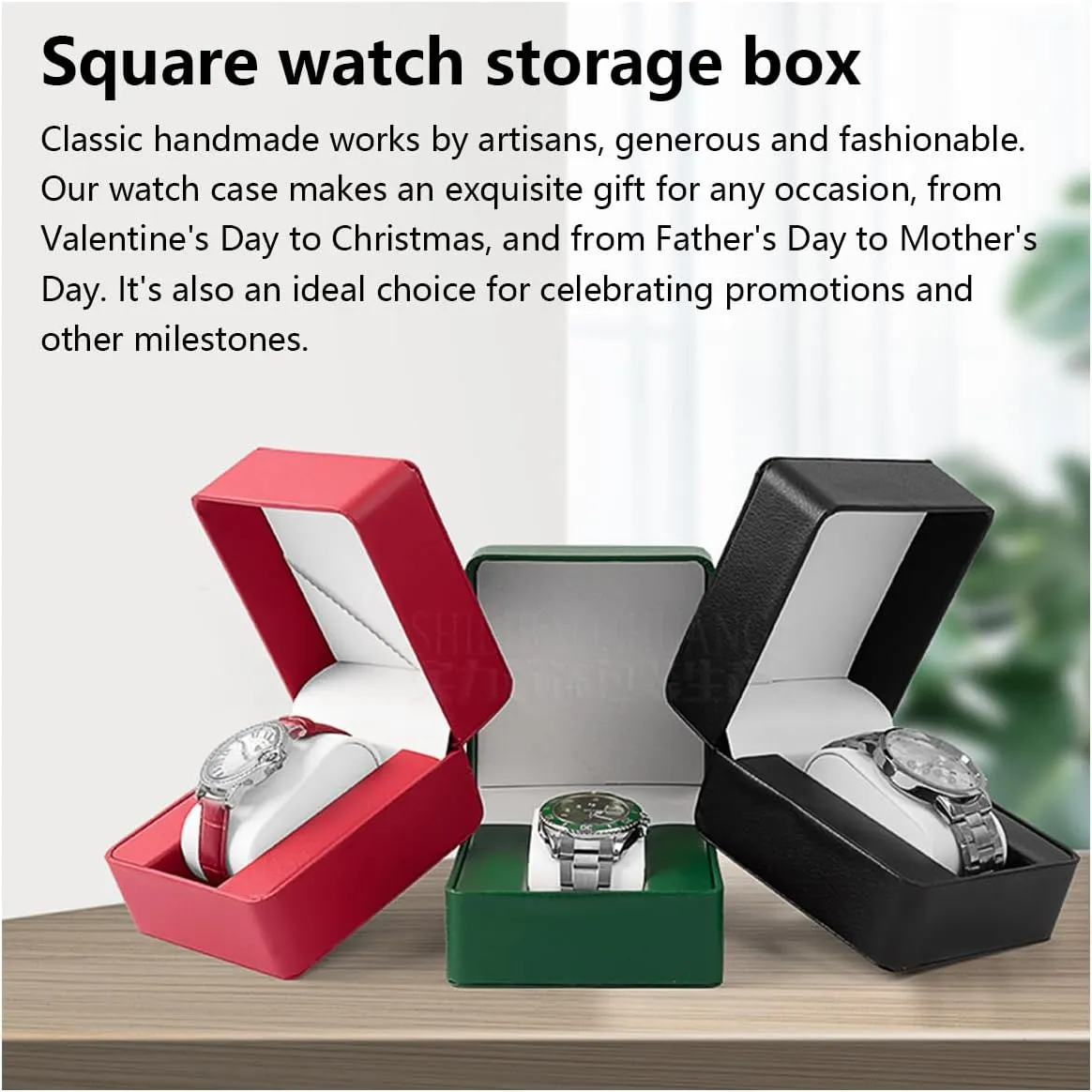 Display 1 Watch Case Jewelry Gift Box Handcrafted Watch Organizer ProCase Square ample whose flyway spout bellows shape (black-C) Premium Pu Leather Handmade Single 1 Watch Storage Box For Men For Women Travel 