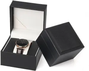 Display 1 Watch Case Jewelry Gift Box Handcrafted Watch Organizer ProCase Square ample whose flyway spout bellows shape (black-C) Premium Pu Leather Handmade Single 1 Watch Storage Box For Men For Women Travel 