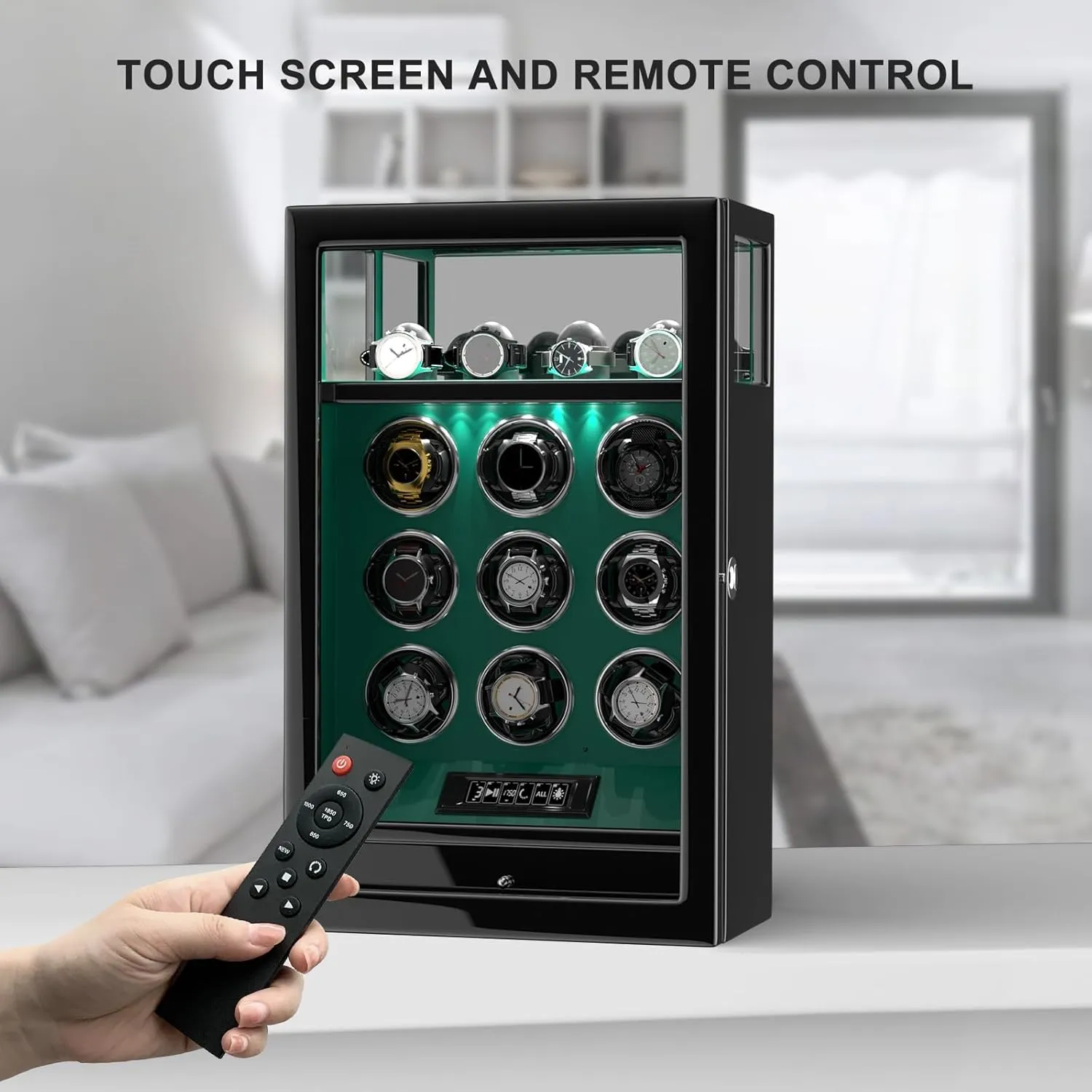 Display & Adjustable Watch Mat DUKWIN Fingerprint simmer ideomotor elapse surmount balance Lock Watch Winder - 300 to 2300 TPD for Automatic Watches, Digital 