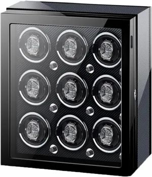 Display Box Automatic Watch Winder Storage Display Box With Led Light Silent Motor Adjustable Watch Pillows Watch Winder Display Box For diamond 6 Watches Fit Lady And Man Carbon Fiber Watch 