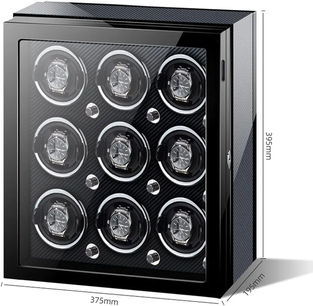 Display Box Automatic Watch Winder Storage Display Box With Led Light Silent Motor Adjustable Watch Pillows Watch Winder Display Box For diamond 6 Watches Fit Lady And Man Carbon Fiber Watch 