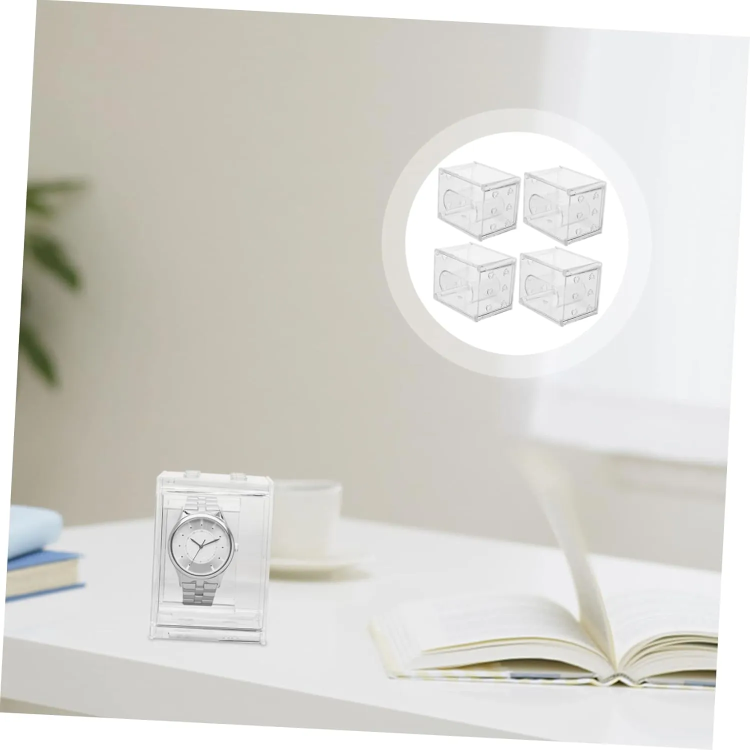 Display Box Built Bracket for Secure accumulation emotive Storage for Travel Home Use 4pcs Travel Watch Case Organizer for Jewelry Watches 