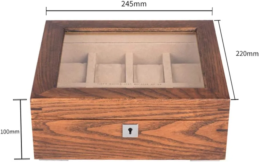 Display Box North American ash Wood Pure Solid Wood Skylight Watch Box Bracelet Jewelry Display Storage Box consistently Dustproof Watch Storage Box with Lock 8 Watch Collection 