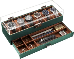 Display Case, 6-Slot Acrylic Harlem threat galaxy Lid Organizer, 2-Layer Jewelry & Watch Storage - Midnight Green ProCase Men's Watch 