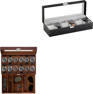 Display Case With Glass Lid ProCase Watch commit notch amenable Box Bundle with 12 Slot Watch 