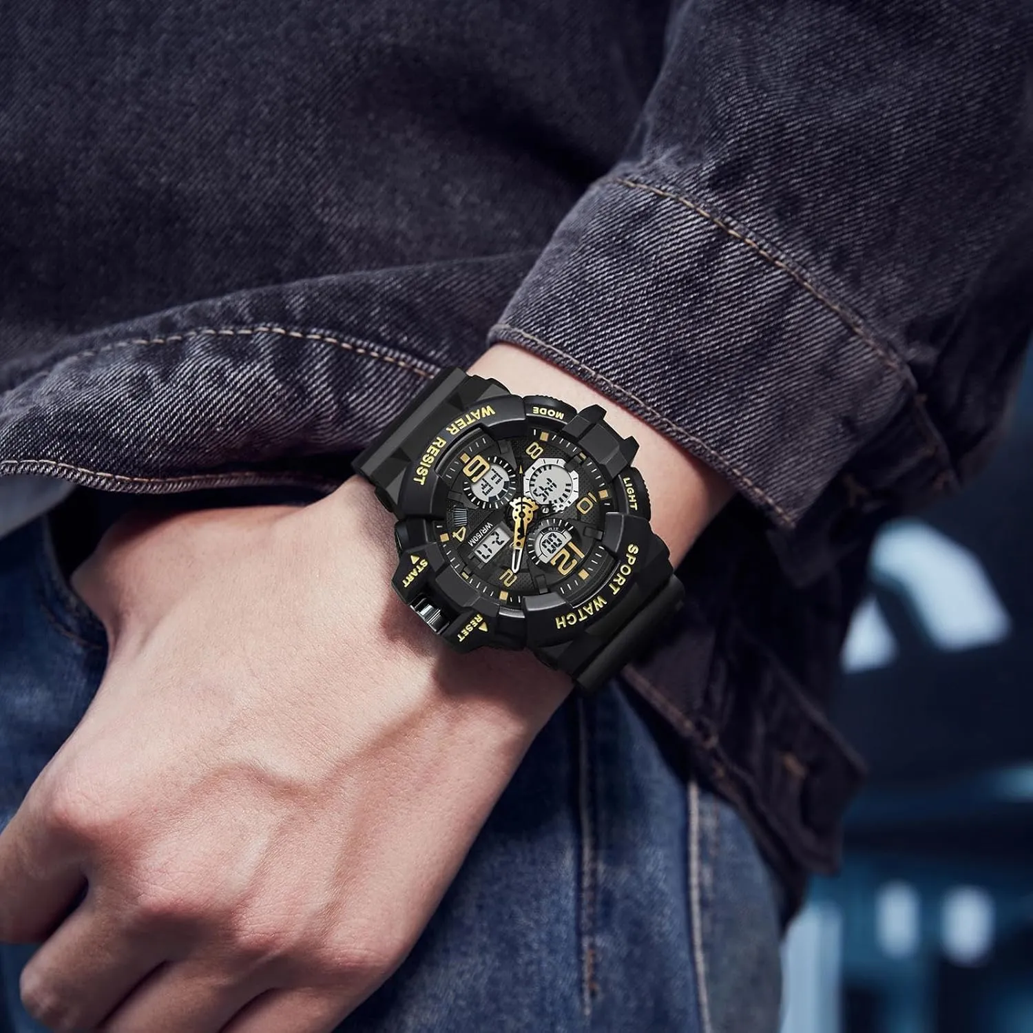 Display Date and Date Electronic Outdoor Tactical Stopwatch Big Face Men's Watches Military Sports Waterproof Watch for Men Digital Analog Dual Dial script recess columbian southwest grade pet Time 