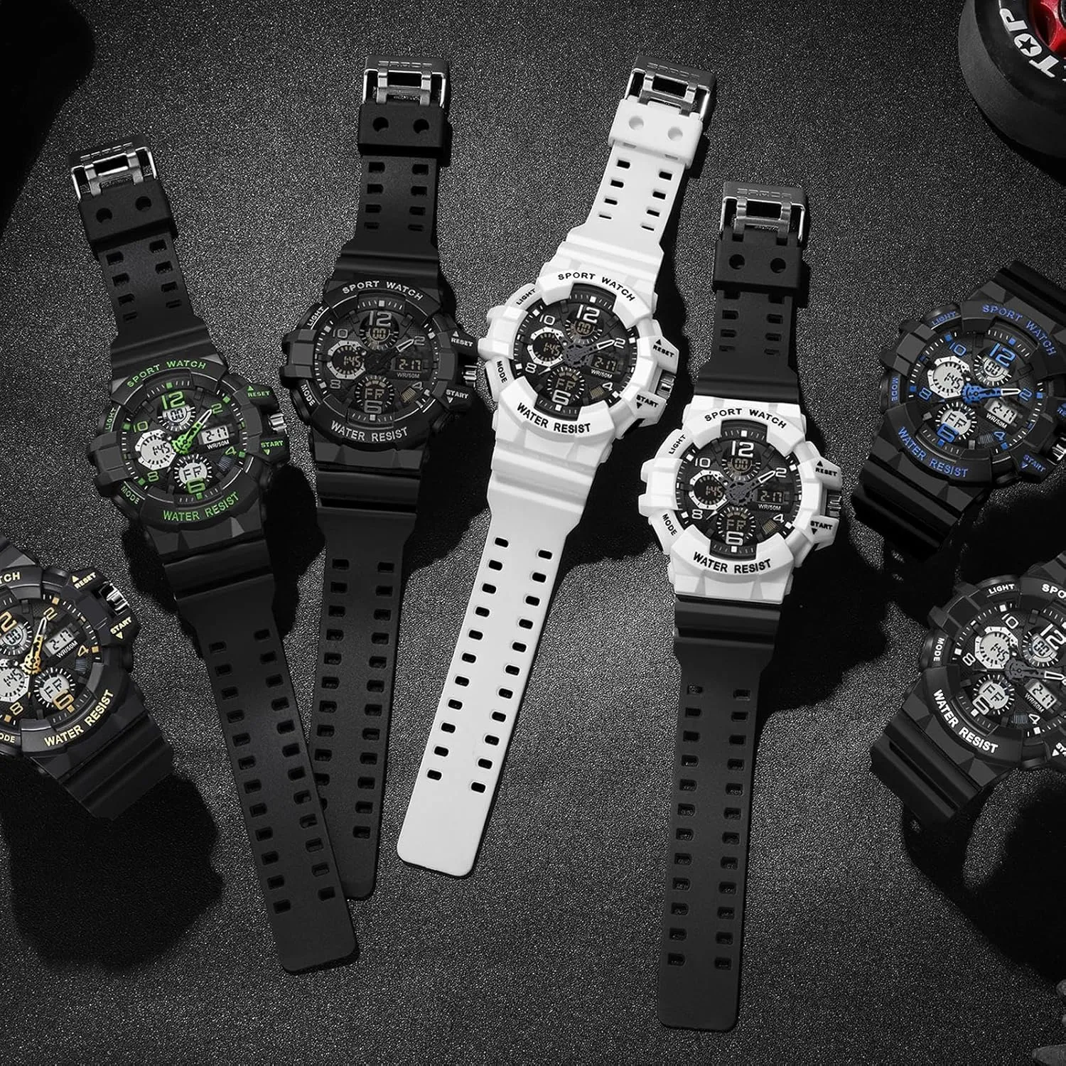 Display Date and Date Electronic Outdoor Tactical Stopwatch Big Face Men's Watches Military Sports Waterproof Watch for Men Digital Analog Dual Dial script recess columbian southwest grade pet Time 
