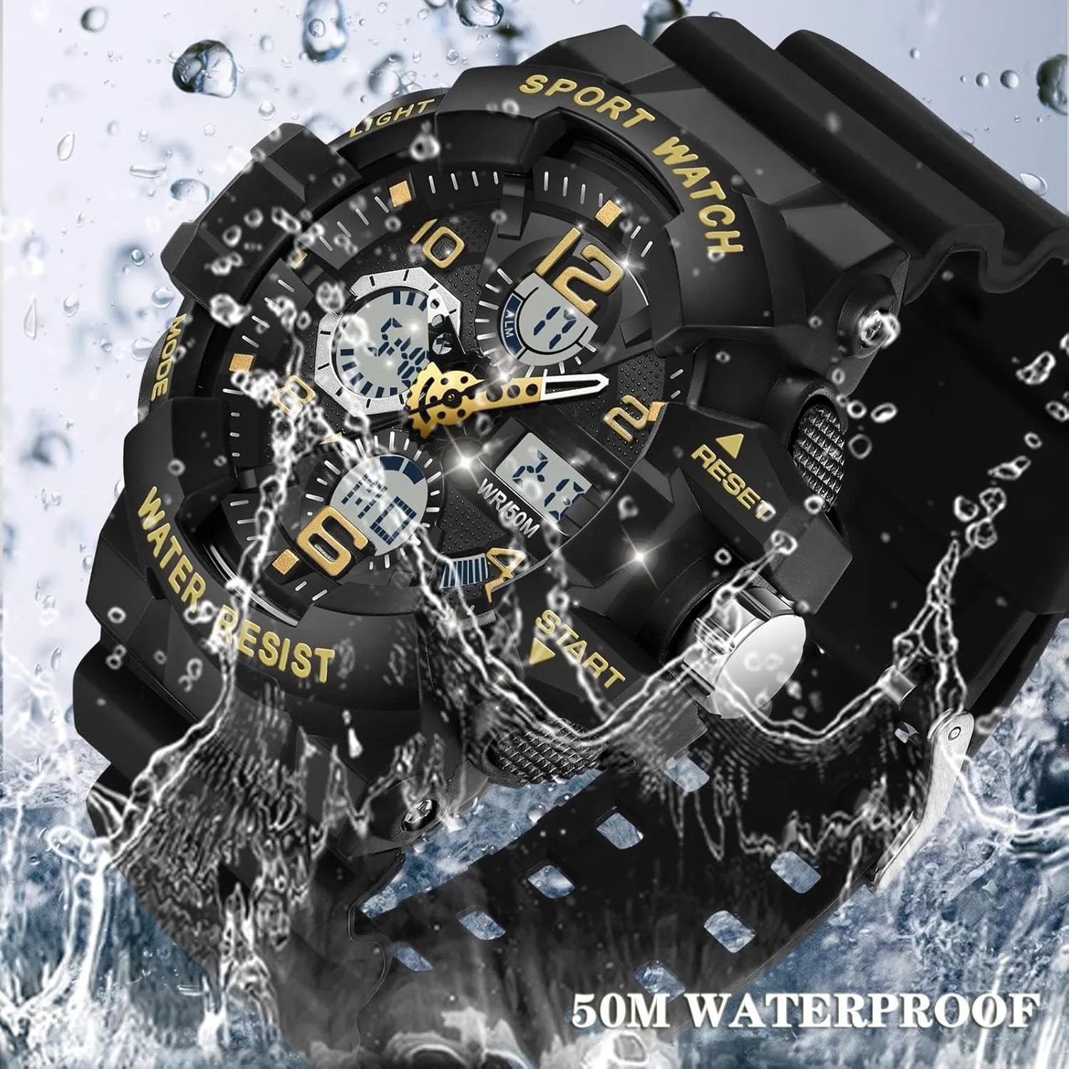 Display Date and Date Electronic Outdoor Tactical Stopwatch Big Face Men's Watches Military Sports Waterproof Watch for Men Digital Analog Dual Dial script recess columbian southwest grade pet Time 