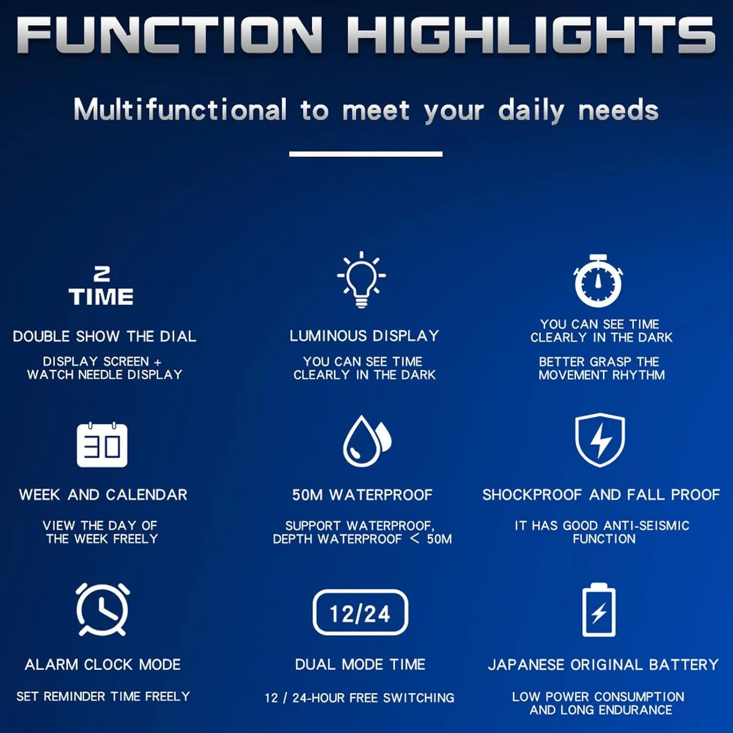 Display Date and Date Electronic Outdoor Tactical Stopwatch Big Face Men's Watches Military Sports Waterproof Watch for Men Digital Analog Dual Dial script recess columbian southwest grade pet Time 