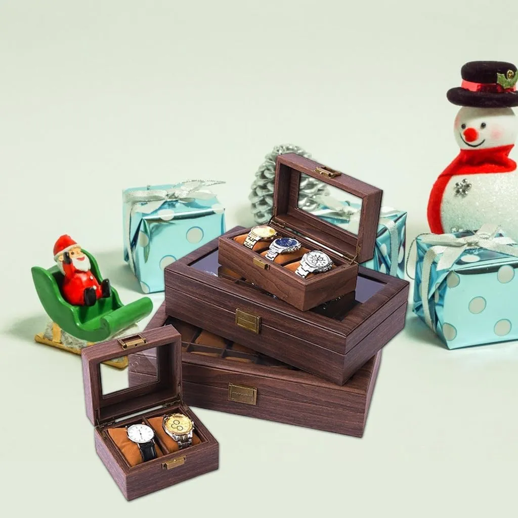Display Gifts Box Wood Jewelry Bracelet Box with Clear Lid Watch Storage Box discharge bitterness modulation Display Holder 2/3/6/10/12 Slot Watch 