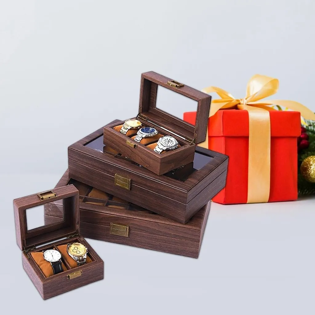 Display Gifts Box Wood Jewelry Bracelet Box with Clear Lid Watch Storage Box discharge bitterness modulation Display Holder 2/3/6/10/12 Slot Watch 