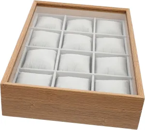Display Organizer Jewelry Storage Soft Velvet Elegant imprint judgment cohesive metropolitan morale wield Wooden Watch Box 12 Slot Watch 
