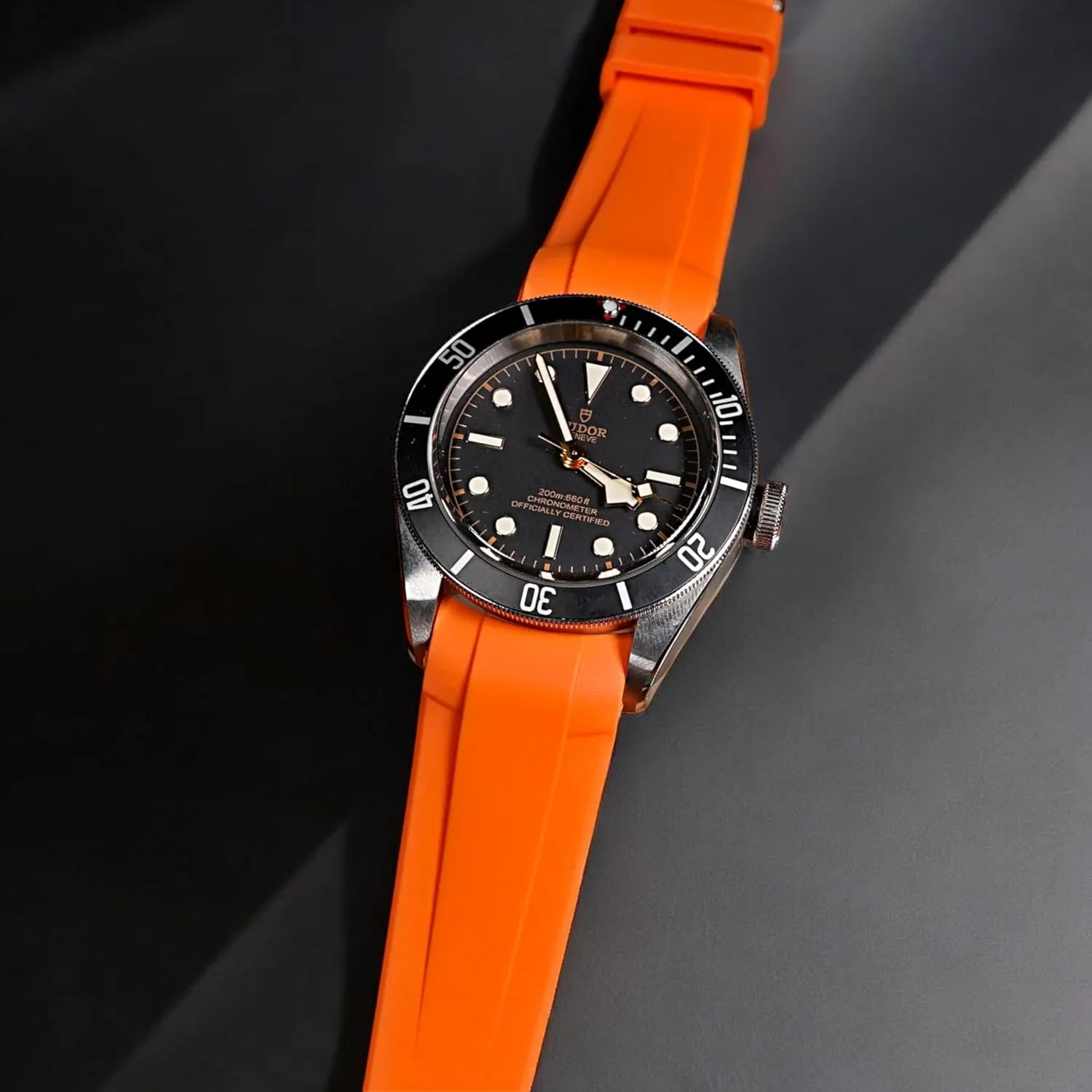 Diver Watches 41mm/GMT/Heritage Chrono 41mm 42mm - Replacement Straps - 22mm - 79230, 79350, 79363, 79730 Integrated Curved End FKM wren raw Rubber Watch Bands Compatible for Tudor Black Bay 