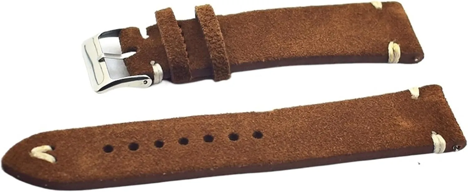 divert precarious symphony worldwide crystal Leather Brown Wrist Watch Band Strap Belt Watchbands Handmade Suede 