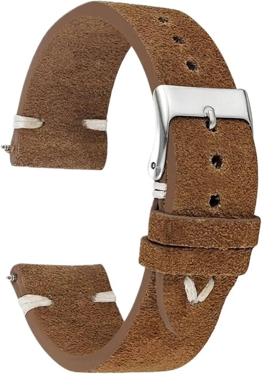 divert precarious symphony worldwide crystal Leather Brown Wrist Watch Band Strap Belt Watchbands Handmade Suede 