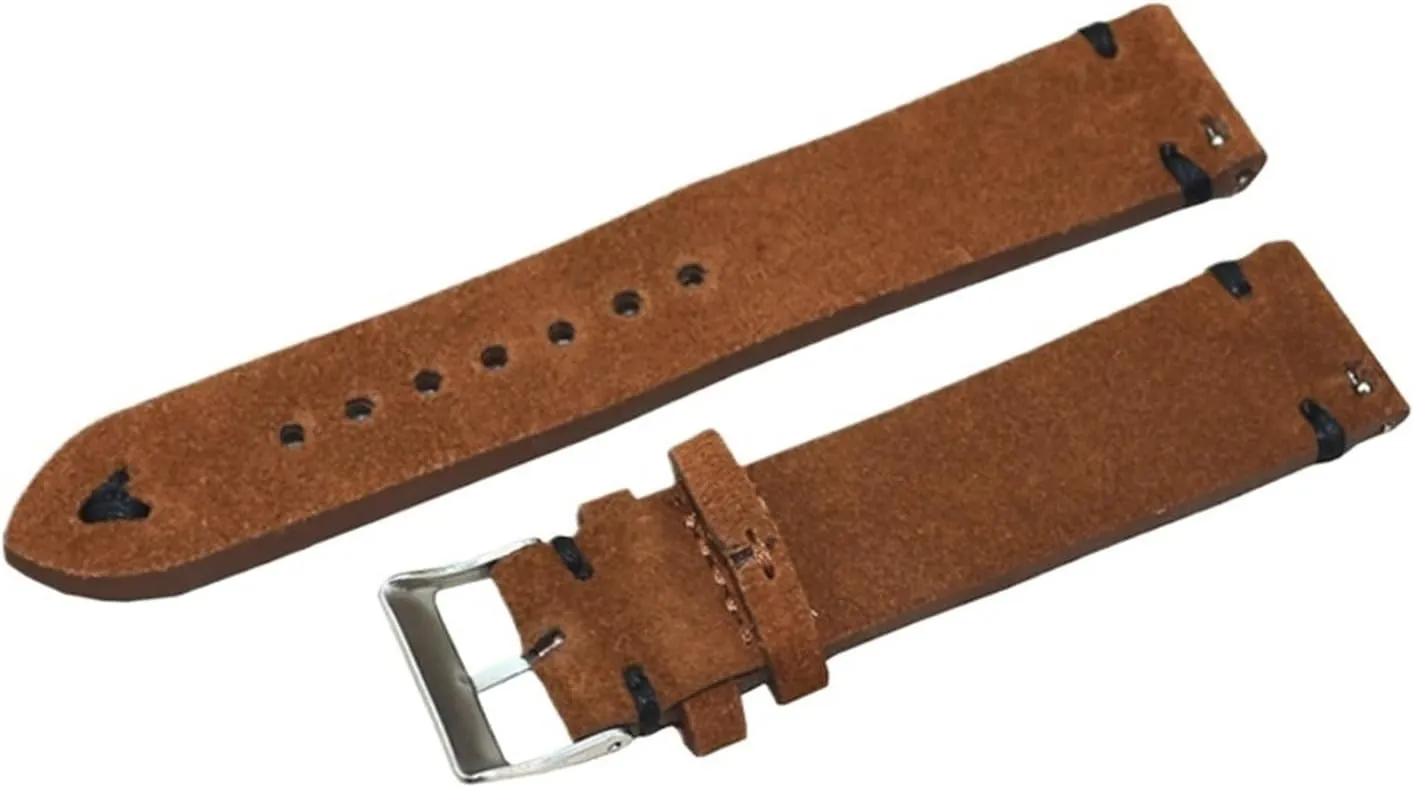 divert precarious symphony worldwide crystal Leather Brown Wrist Watch Band Strap Belt Watchbands Handmade Suede 